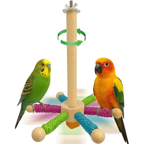 Perchoir rotatif pour perruches, calopsittes, conures et petits oiseaux, une activité ludique en cage pour jouer et faire de l'exercice et lutter contre l'ennui. (1/5)