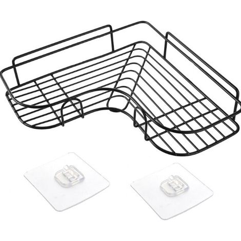 Shower Shelf and Storage, Corner Shower Shelf Without Drilling, Bathroom Shelf, Stainless Steel Shower Soap Holder For Bathroom, Bathroom Accessories Adhesive Stickers, Kitchen Storage, (Black) (1/4)