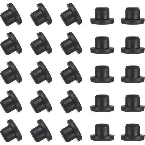 Lot de 25 bouchons en silicone en forme de T, diamètre 13,5 mm, bouchons élastiques étanches en silicone réutilisables, bouchons solides à trou rond pour tuyaux, noir (1/5)