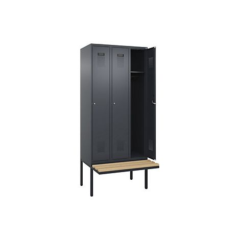 kaiserkraft Armadietto con panca Evolo PLUS 3 scomparti (1/2)