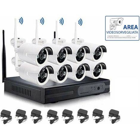 KIT Videosorveglianza WIFI DVR NVR 8 Canali 8 Telecamere Wireless (1/5)