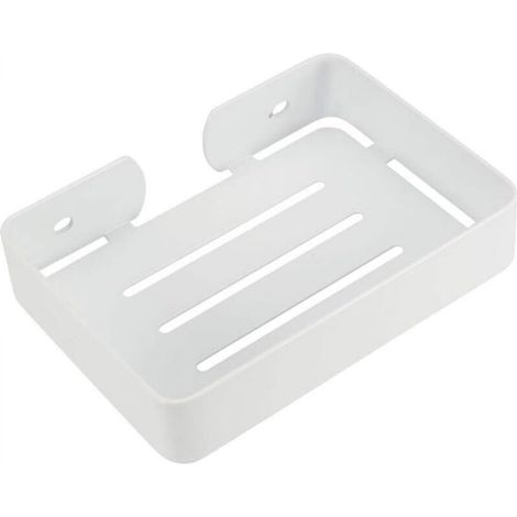 Stainless steel wall-mounted soap dish with shower installation kit, white