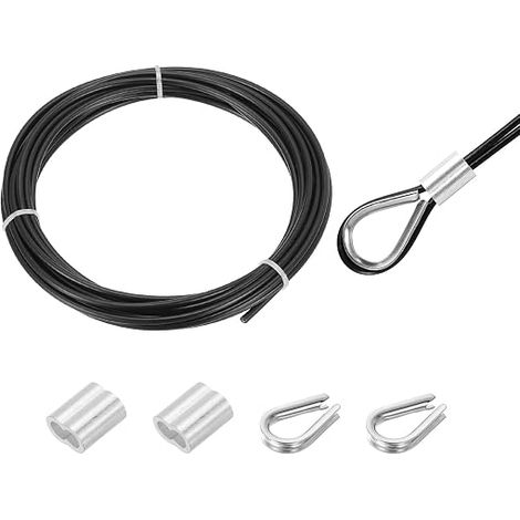 5M Black Vinyl Coated 304 Stainless Steel Cable 4mm (1/5)