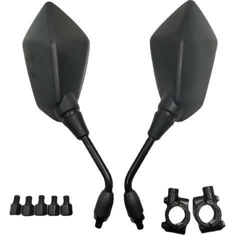 BEBUSINGOTO 2 piezas Espejos retrovisores universales para manillar de motocicleta, ajustables 360°, con pernos M8 y M10, compatibles con scooters, ciclomotores, vehículos todo terreno y bicicletas. (1/5)
