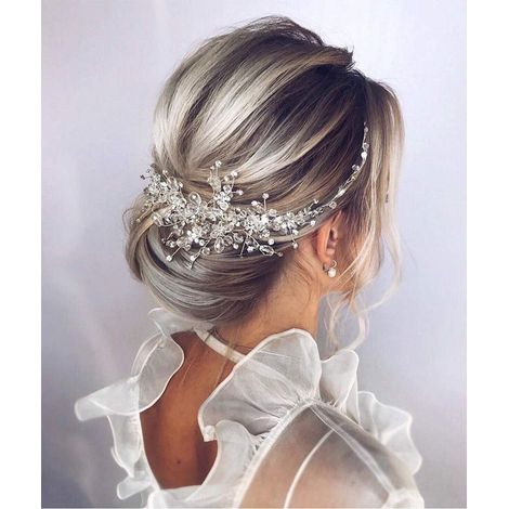 Peigne Pour Cheveux De Mariée - Alliage Étincelant Perles Et Strass - Accessoire Capillaire Réglable Pour Cérémonie Mariage Photo - 1 Pièce