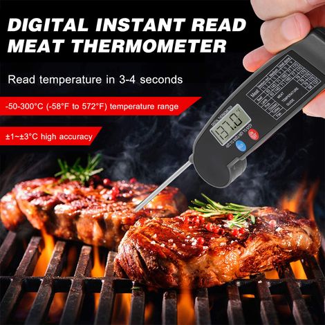 Thermomètre numérique à lecture instantanée pour la viande, testeur de température de cuisson des aliments avec sonde rotative pour barbecue, grillades, lait et cuisine. (1/3)