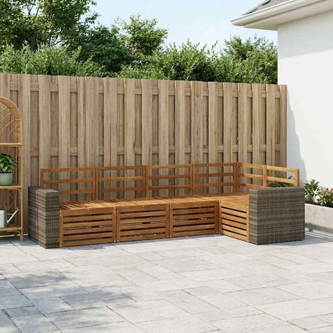 vidaXL Ecksofa Set 5 pcs Natur Massivholz Akazie (1/5)