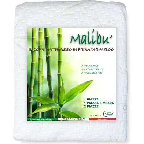 COPRIMATERASSO antiacaro in fibra di legno bamboo MALIBÙ © 2 PIAZZE