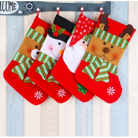 4pcs Boîtes du père Noël pour le remplissage ensemble bas de Noël bas du père Noël décoration cheminée sac cadeau pour arbre de Noël mur escaliers à la maison père Noël / David cerf / bonhomme de neig