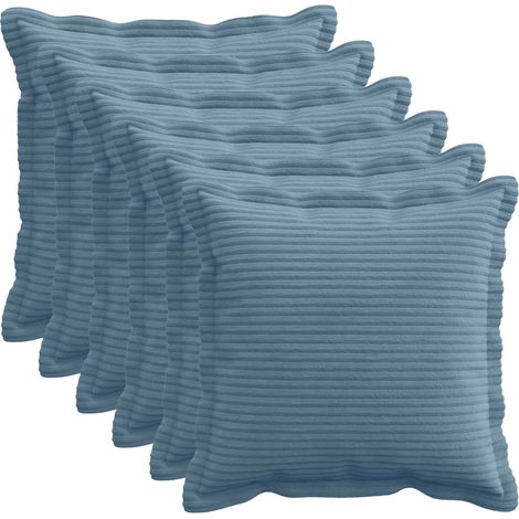 Housse de coussin 6 pc HOUTEN Bleu 40 x 40 cm velours côtelé vidaXL