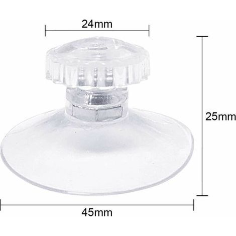 lot de 30 Ventouses avec Filetage et écrous moletés Ø 45 mm, Transparentes, pour Voiture, Camping, vitre, Pare-Soleil, (1/4)