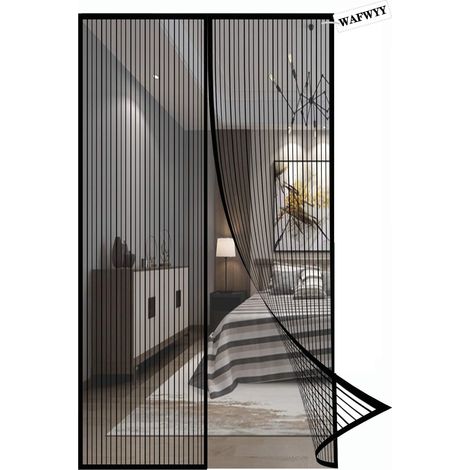 Rideau moustiquaire de porte magnétique  Fermeture automatique pour été  Protection anti-mouches, plein cadre 80x210 cm [Blanc]