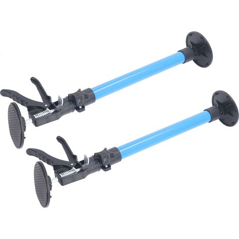2 tiges télescopiques de soutien en acier inoxydable avec patins antidérapants, poteaux réglables pour installation d'armoires et menuiserie (1/5)