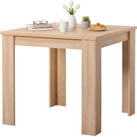 Fester Tisch Cagno, 4 Plätze, rechteckig, Platte aus edlem Holz, 80x80x75h cm, Braun