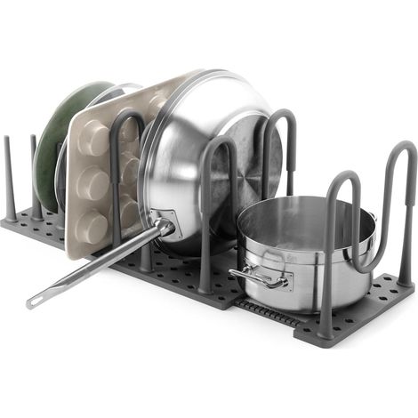 Organiseur pour casseroles, poêles, couvercles, planches à découper, plaques de cuisson et plus encore, gris foncé (1/5)