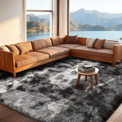 Youyijia Fluffy Shaggy Rugs for Living Room and Bedroom, Large Machine Washable Anti-Slip Soft Carpet, Thick Pile Shaggy Floor Rug for Kids Nursery, Bedside, Home Decor (Dark Grey, 120  180cm) (1/5)