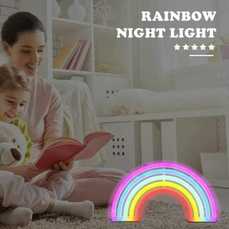Lampe Arc En Ciel LED Neon Rainbow Lampe Arc En Ciel Veilleuse Néon Multicolore Lumière Néon Led Lights Décoration Murale Noël Fête Cadeau pour Enfants(Rainbow) (1/4)
