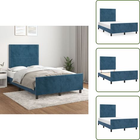 Letto con testiera regolabile - vidaXL Giroletto senza Materasso Blu Scuro 120x190 cm Velluto - Letto con gambe di supporto