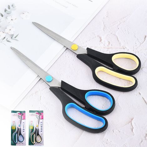 Scissors, Ultra Sharp Coated Blade, Soft and Comfortable Handle, Multi-Purpose Scissors, Set of 2 Pairs, 23 cm, Blue, Yellow