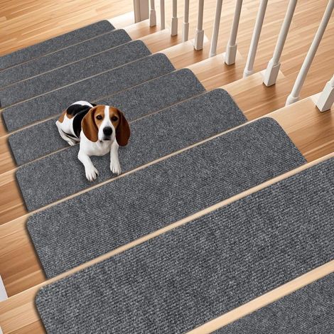 Sous-couche antidérapante - Lot de 15 tapis d'escalier antidérapants d'intérieur, 76 x 20 cm, tapis antidérapants auto-adhésifs pour marches d'escalier en bois, sans danger pour les personnes âgées... (1/5)