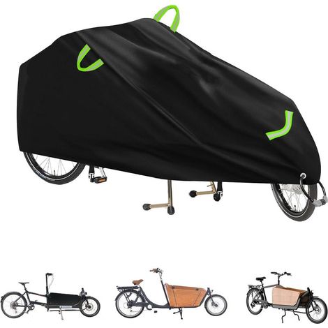 Wasserdichte 420D Oxford-Lastenradabdeckung für Singletrack-Lastenräder mit reflektierenden Streifen, UV-Schutz, reißfest, 280 x 65 x 100 cm (1/5)