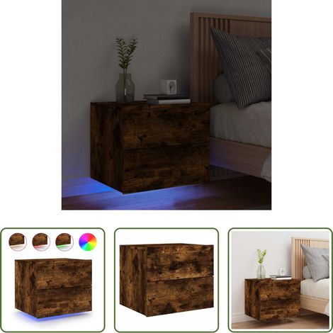 LED-Leuchten - Wand-Nachttisch mit LED-Leuchten Räuchereiche (1/5)