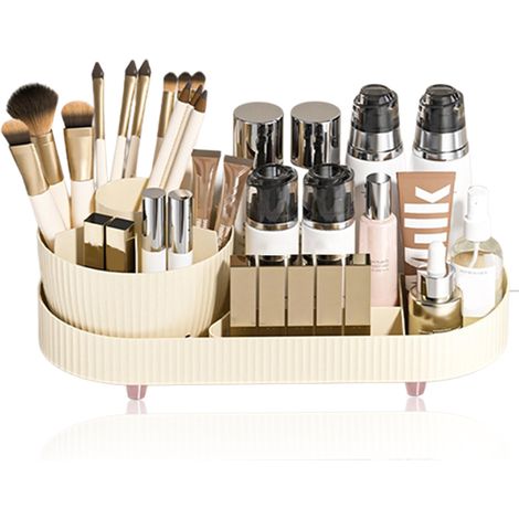 Organizador de maquillaje giratorio, soporte para cosméticos, organizador de productos para el cuidado de la piel para encimera, tocador o escritorio (sin tapa).