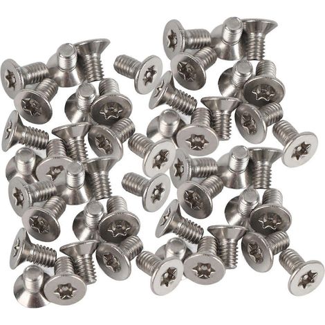 50 vis à métaux à tête plate et empreinte étoile en acier inoxydable SS304 (M4)