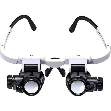Magnifying Glasses with 2 LED Lights, Binocular Magnifier Lamp for Watchmaking, Reading, Jewelry Making, Sewing, 8X-15X-23X (1/5)