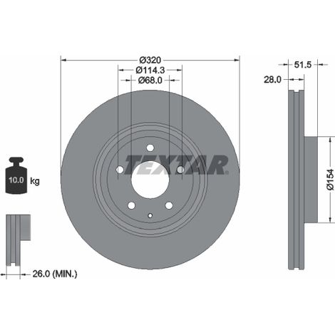 Lot de 2 Disques de frein Textar 92315203 MAZDA TK7833251A TK7833251B
