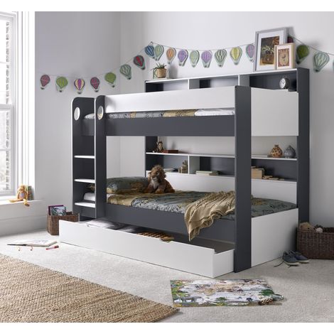 Oliver Grey and White Storage Bunk Bed Without Drawer (1/5)