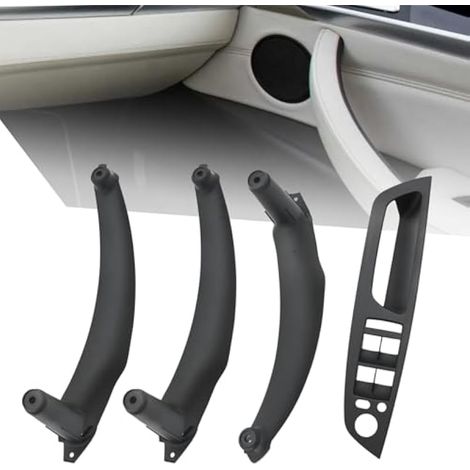 SYOWADA Lot de 4 poignées de porte intérieure gauche et droite de rechange pour BMW X5 E70 2008-2013 E70 LCI 2009-2013 X6 E71 2008-2014, remplace 51416969401 514169401 5141699401 69402 Noir (1/5)