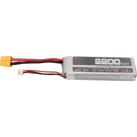 7.4V 2S 2200mAh 35C LiPo Batterie Avion RC Haute Taux Lithium avec Prise XT60 et Connecteur d'Équilibrage XH (1/5)