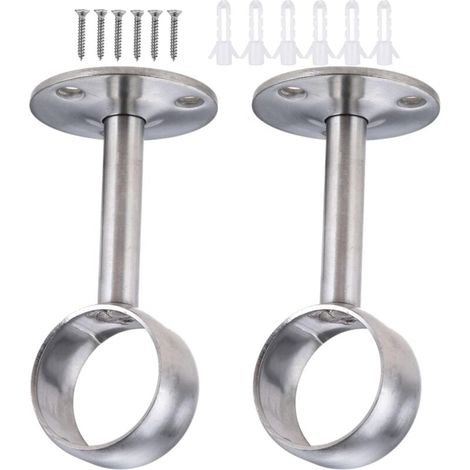 32mm Supports de tringles à rideaux, Support de Bride de Douille en acier inoxydable, Accrocher le tige de penderie robuste avec vis, pour salle de bain, cuisine, armoire (1/5)