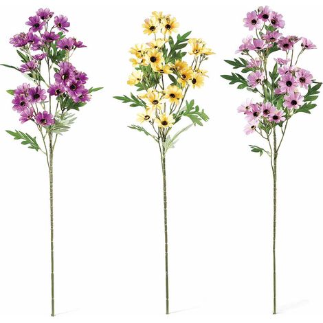 Rami di fiori di campo colorati artificiali, set da 6 pezzi, cm 40 H (con gambo 83)