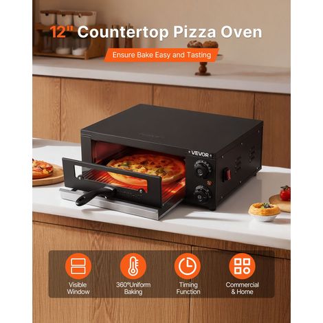 Four à Pizza Électrique de Comptoir 30,5 cm 1450 W, Machine à Pizza Intérieur Température Réglable 25-300 °C, avec Minuterie et Dou… (1/5)