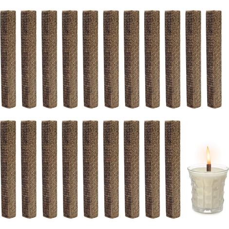 20 Mèche Permanente, Feux en Bois Naturel Durable en Fibre de Bois Meche Bougie Bois en Bandes pour Griller et Chauffer d'extérieur Meches Accessoires pour la Fabrication de Bougies Parfumées (1/5)