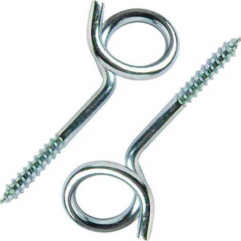 Bulk Hardware BH01919 Ganci a Ricciolo Avvitabili in Acciaio Zincato Lucido per Amaca, Bianco, Set di 2 (1/2)