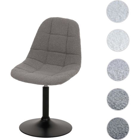 Chaise de salle à manger HWC-A60, chaise de cuisine chaise pivotante, acier MVG tissu/textile bouclé (450g/m²) gris
