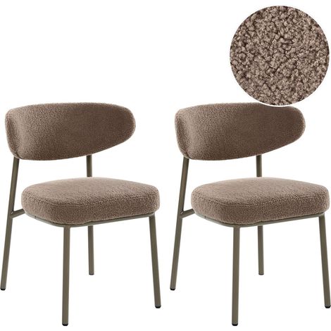 Esszimmerstuhl 2er Set UNITY Bouclé Taupe (1/5)