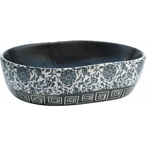 Maison Exclusive - Lavabo da Appoggio Nero e Blu Ovale 47x33x13 cm Ceramica