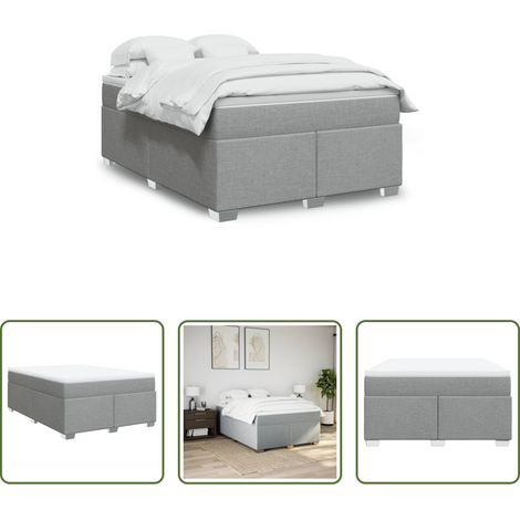 vidaXL Matelas à ressorts ensachés -  Sommier à lattes de lit avec matelas Gris clair 140x190cm Tissu (1/5)