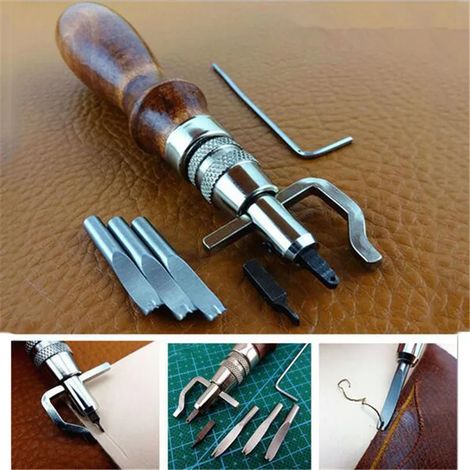 7 en 1 ensemble couture réglable et rainurage pli cuir outils bricolage fait à la main pratique