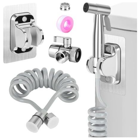 Douchette Wc Kit Complet, Jet Toilette Wc Inoxydable, pour Wc, Hygiène Personnelle (G1/2''-3/8'') (B) (1/5)