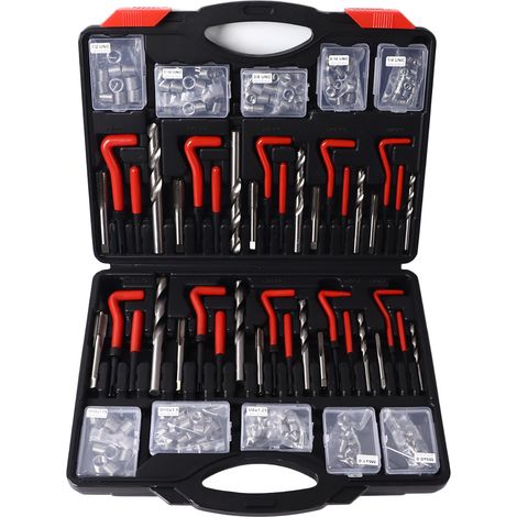 Outils de réparation de filetage, Kit de forets à Inserts autotaraudeurs métriques impériaux pour pièces automobiles, équipement de commutation 261 pièces (1/5)