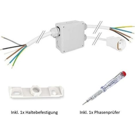 Küchenanschlussbox-Set Splitter-Box inkl. Phasenprüfer (1/2)