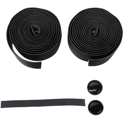 Ruban de guidon vélo route antidérapant en PU souple et respirant pour vélo de montagne (Noir) (1/5)