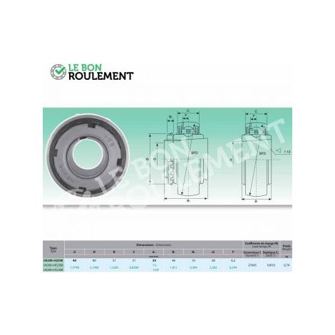 Roulement de palier UK208+H2308