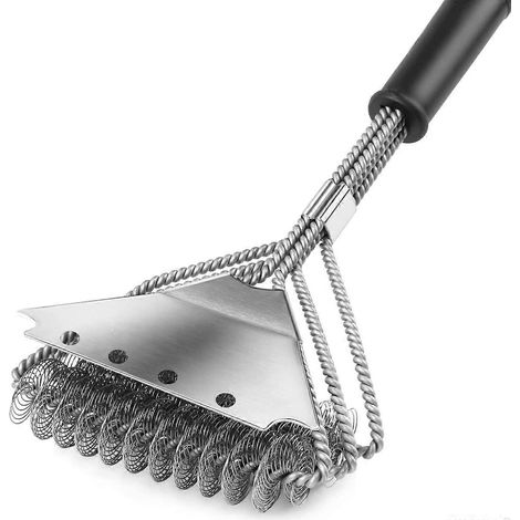 Brosse à barbecue en acier inoxydable sans poils, brosse pour barbecue à gaz avec grattoir, brosse de nettoyage pour tous les amateurs de grillades. Rosewell