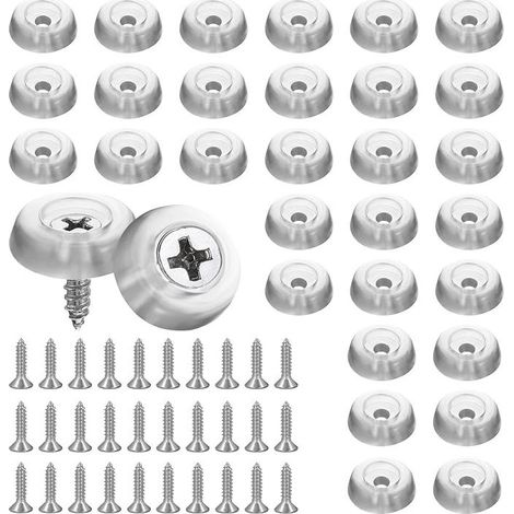 Lot de 30 pieds de planche à découper ronds en caoutchouc transparent antidérapant avec vis en acier inoxydable pour meubles et appareils de cuisine (1/5)